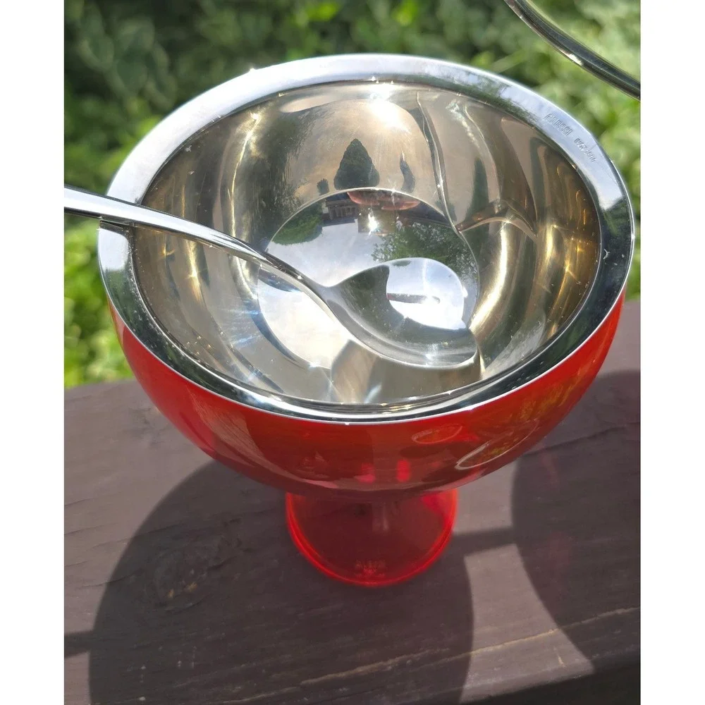 Alessi Big Love‎ Ice Cream Bowls & Heart Spoons Fuchsia Pink Set of 4